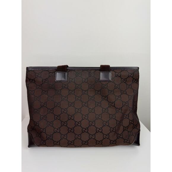 GUCCI 180449 502752 Handbag GG Sprem Logo Engraved Canvas Leather Tote Bag USED - Picture 5 of 16